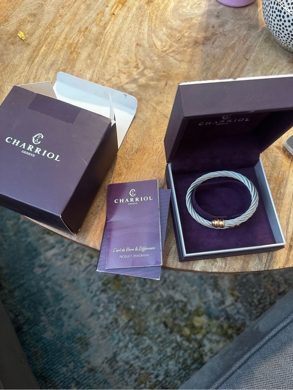 Charriol Women’s Silver Cable Bracelet with Rose Gold Accents - Brand New in Box - Picture 4 of 8